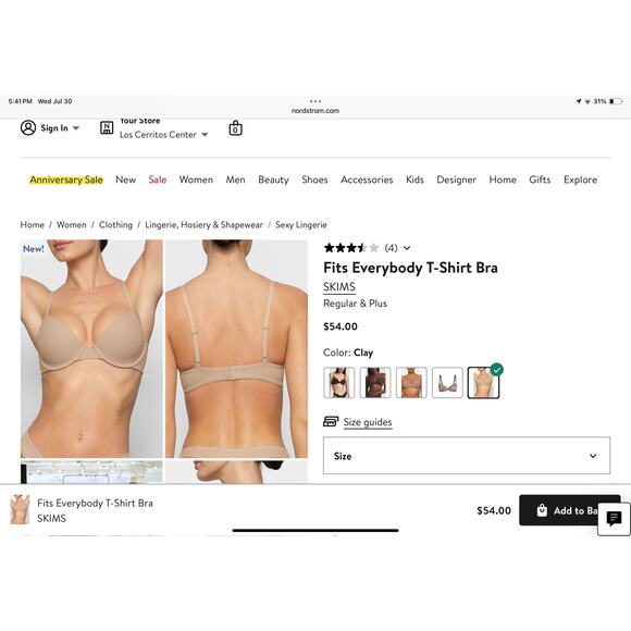 NWT SKIMS Fit Everybody T-Shirt Bra in Clay Size 34H by Kim Kardashian - Picture 3 of 6